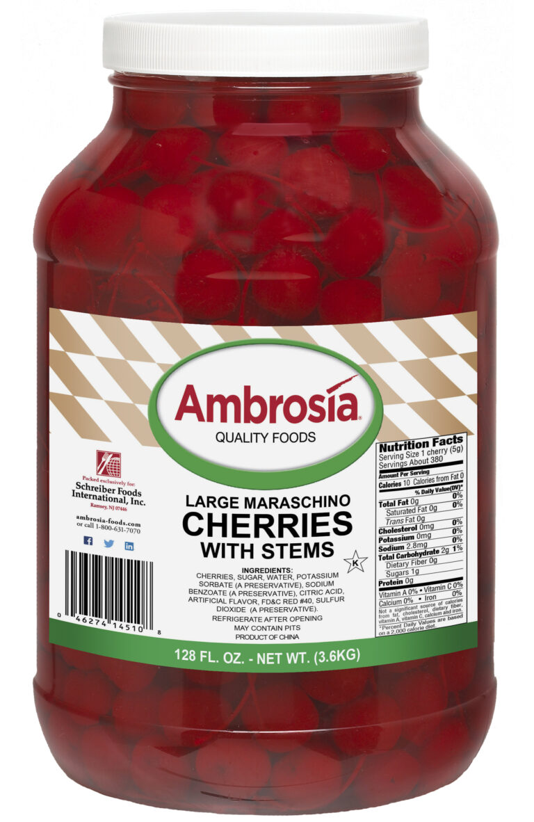 Ambrosia Cherries, Maraschino, LG. W/ Stem