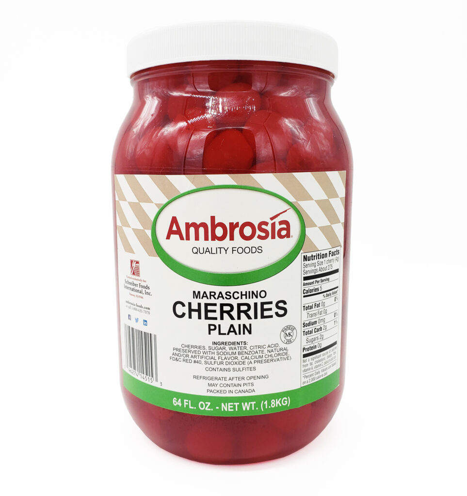 Ambrosia Cherries, Maraschino, LG, No Stem