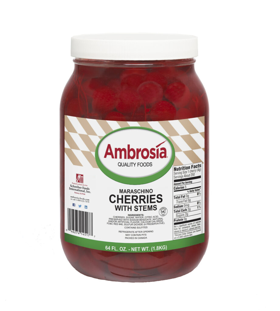 Ambrosia Cherries, Maraschino, LG. W/ Stem