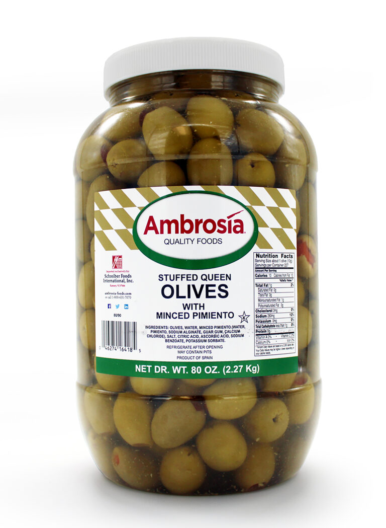 Ambrosia Stuffed Queen Olives, 80/90