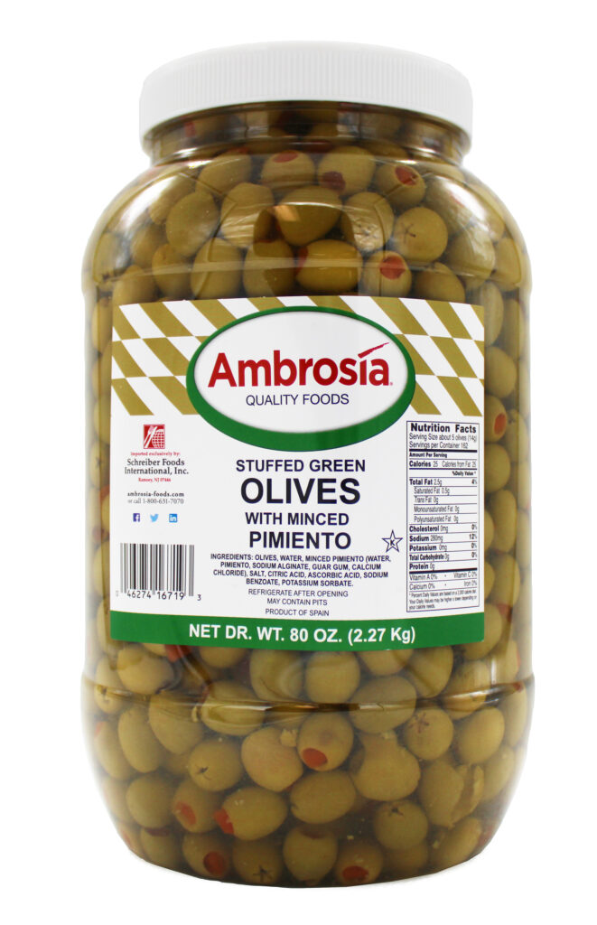 Ambrosia Stuffed Green Olives, 340/360