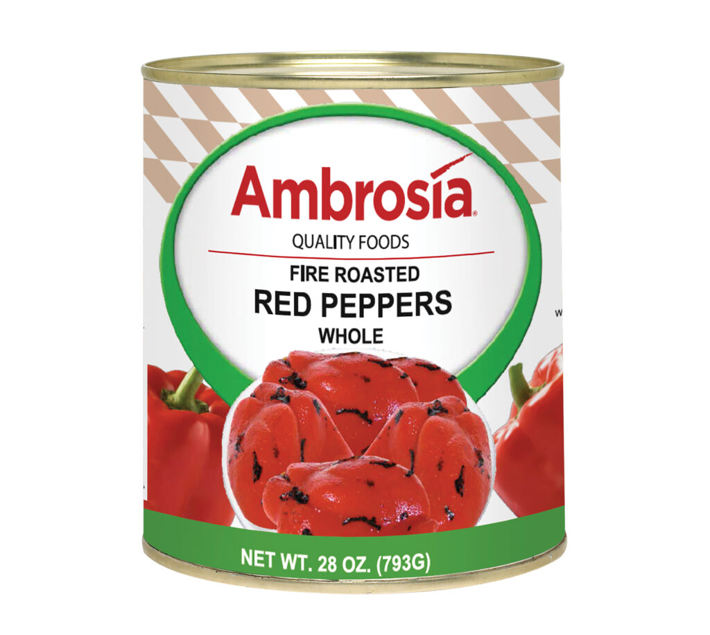 Ambrosia Peppers, Red, Fire Roasted, Sliced