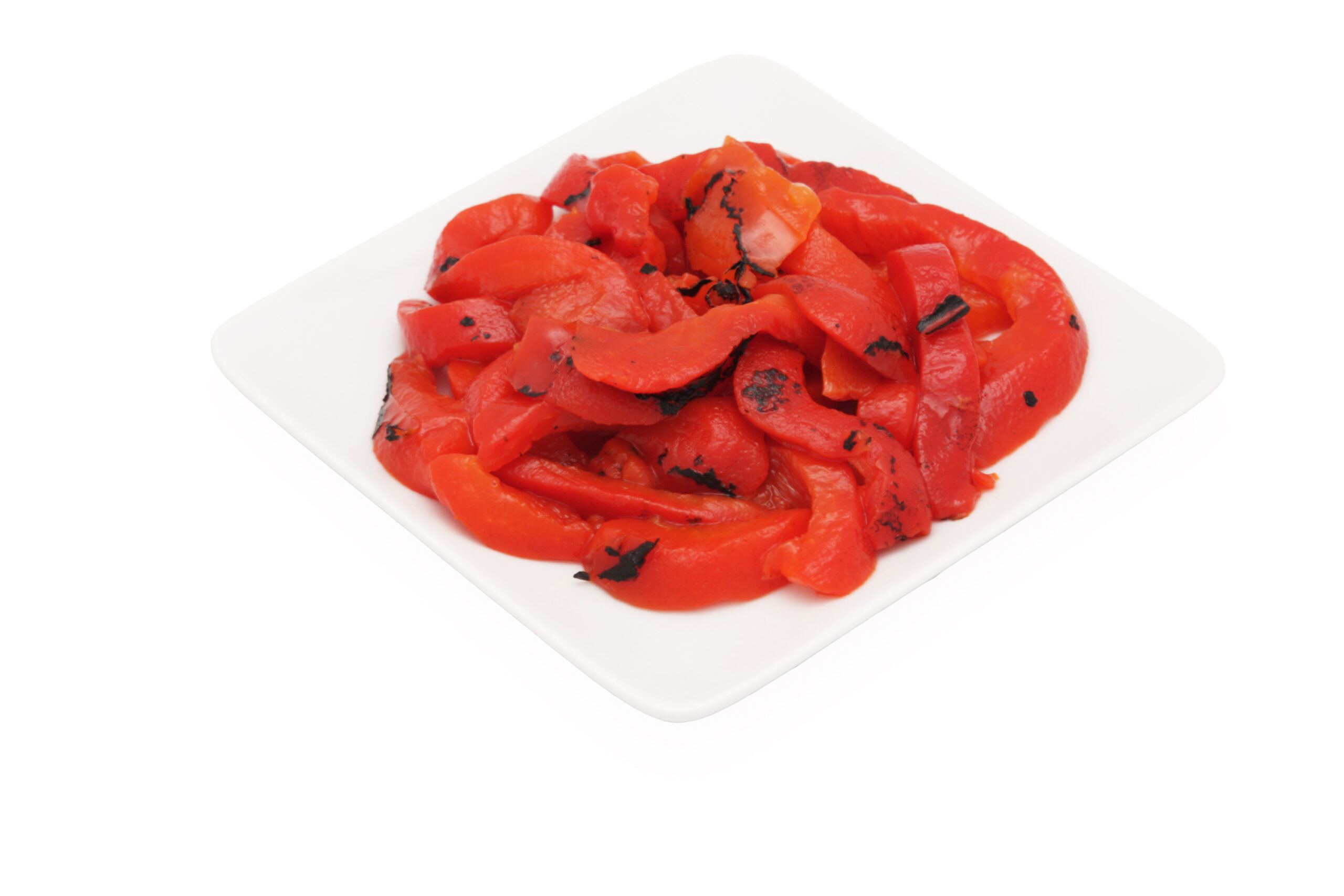 Peppers, Red, Fire Roasted, Sliced served out of the pack