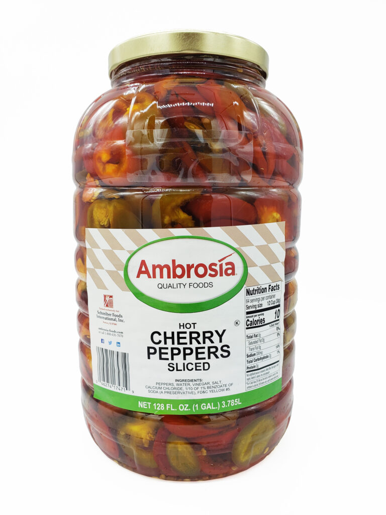 Ambrosia Peppers, Cherry, Hot, Sliced