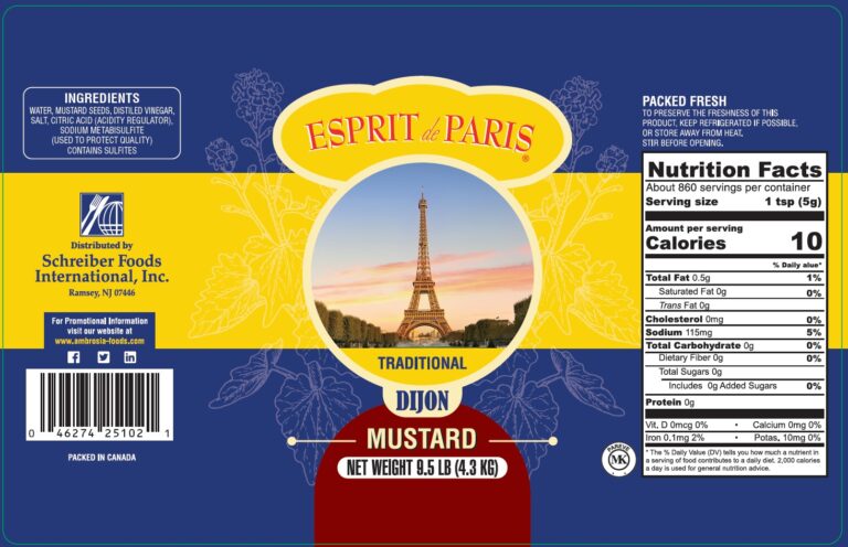 Product label for Dijon, Smooth, showing the ingredient statement and nutrition panel