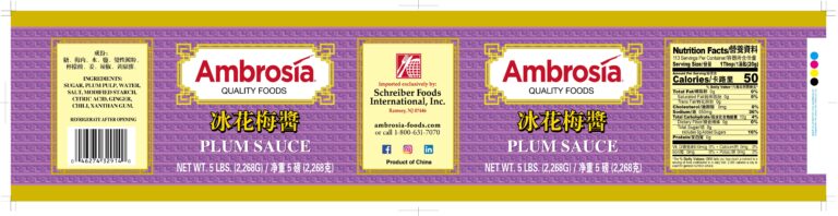 Product label for Plum Sauce, showing the ingredient statement and nutrition panel
